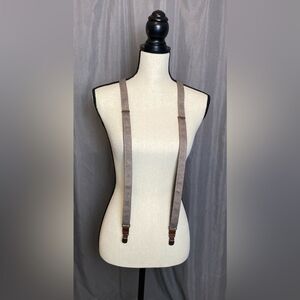 H&M suspenders adjustable unisex style OS cream and black with brown accents